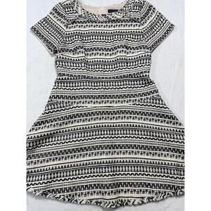 Banana Republic Tweed Fit Flare Cotton B/W Women Sz 14 Return to Office Academia